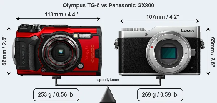 Size Olympus TG-6 vs Panasonic GX800