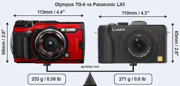 Size Olympus TG-6 vs Panasonic LX5