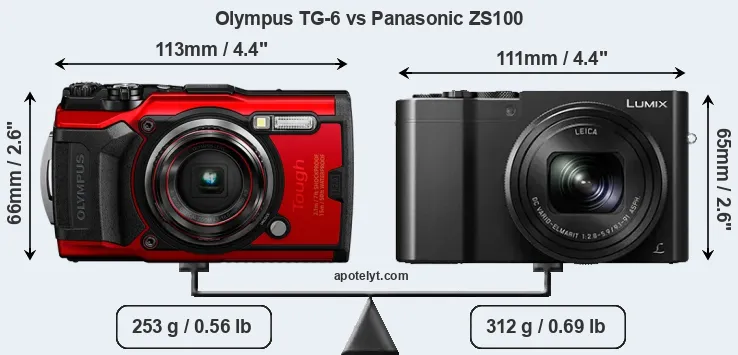 Size Olympus TG-6 vs Panasonic ZS100