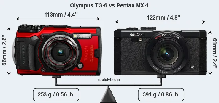 Size Olympus TG-6 vs Pentax MX-1