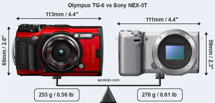 Size Olympus TG-6 vs Sony NEX-5T