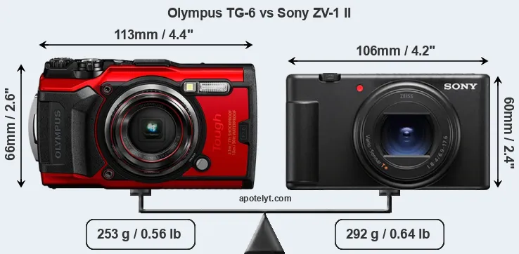 Size Olympus TG-6 vs Sony ZV-1 II
