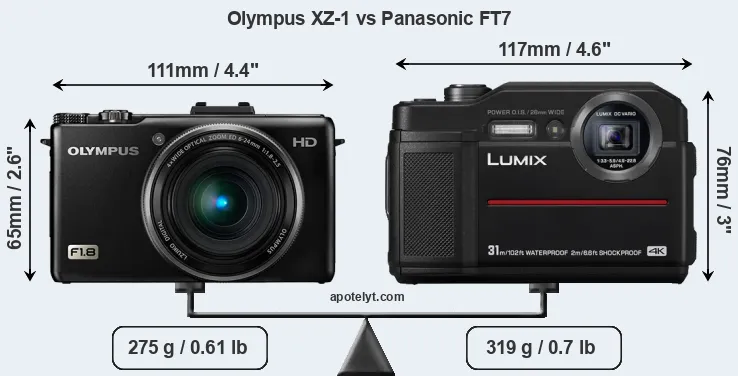 Size Olympus XZ-1 vs Panasonic FT7