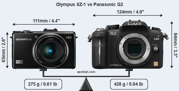 Size Olympus XZ-1 vs Panasonic G2
