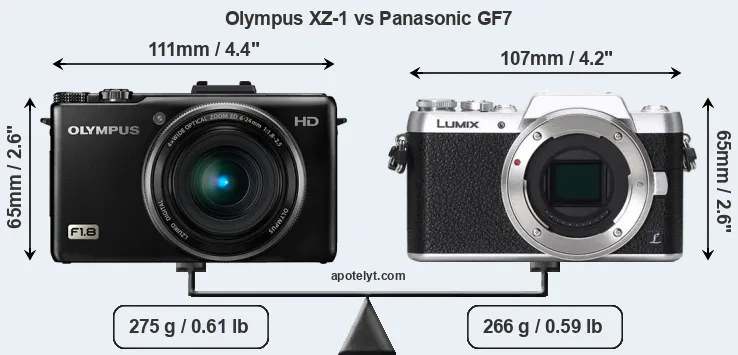Size Olympus XZ-1 vs Panasonic GF7