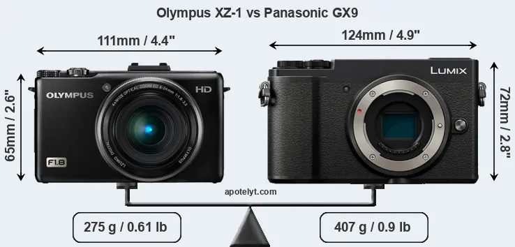Size Olympus XZ-1 vs Panasonic GX9
