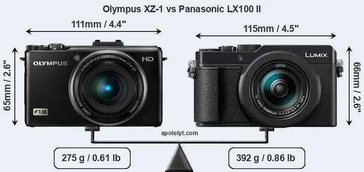 Size Olympus XZ-1 vs Panasonic LX100 II