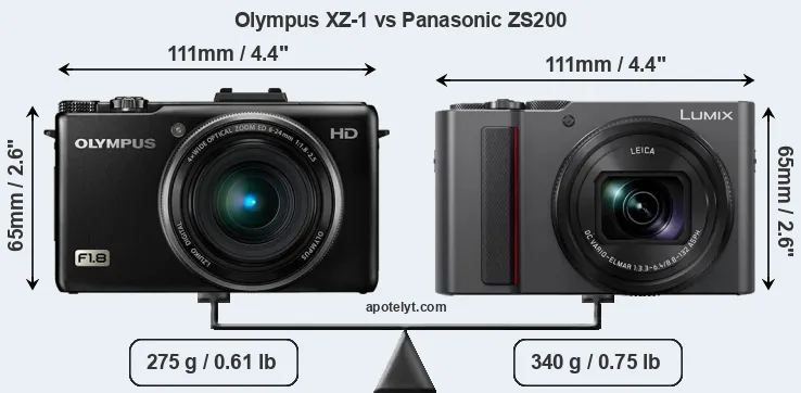 Size Olympus XZ-1 vs Panasonic ZS200