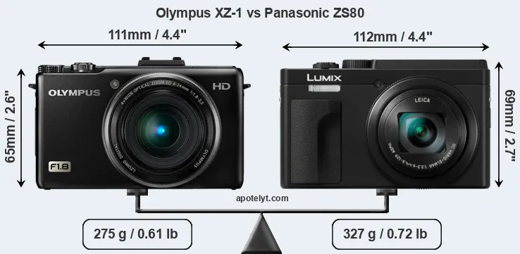 Size Olympus XZ-1 vs Panasonic ZS80