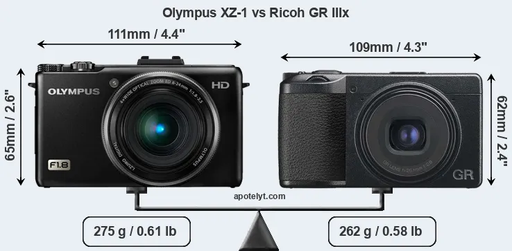 Size Olympus XZ-1 vs Ricoh GR IIIx