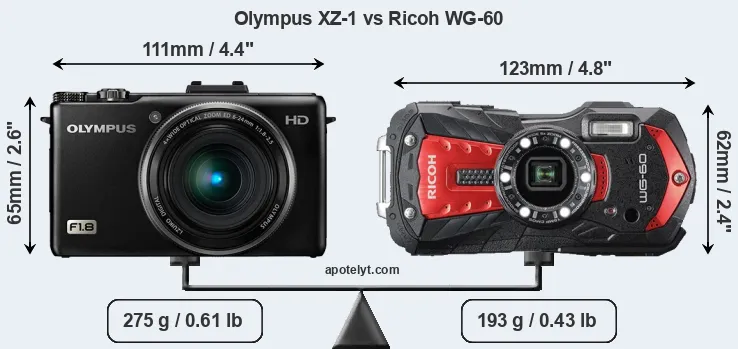 Size Olympus XZ-1 vs Ricoh WG-60