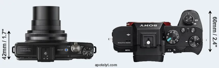 Compare XZ-1 versus A7 II top