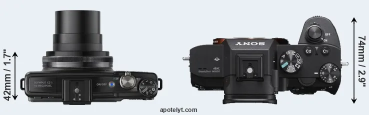 Compare XZ-1 versus A7 III top