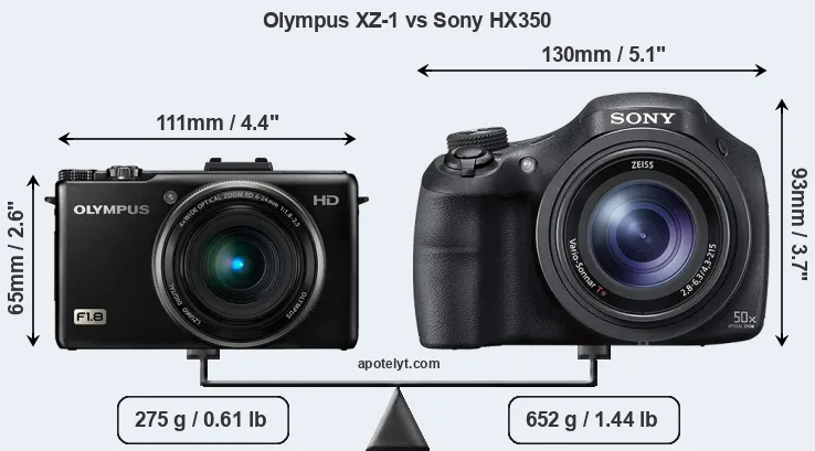 Size Olympus XZ-1 vs Sony HX350