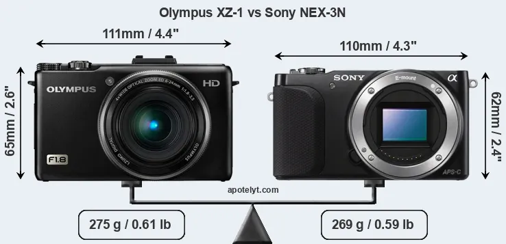 Size Olympus XZ-1 vs Sony NEX-3N