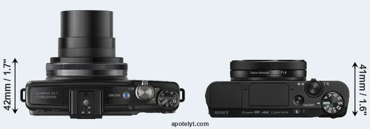 Compare XZ-1 versus RX100 V top