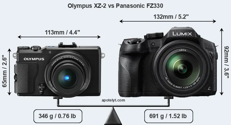 Size Olympus XZ-2 vs Panasonic FZ330