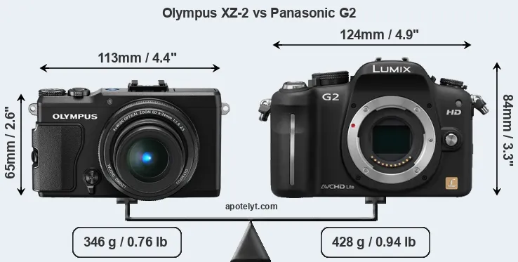 Size Olympus XZ-2 vs Panasonic G2