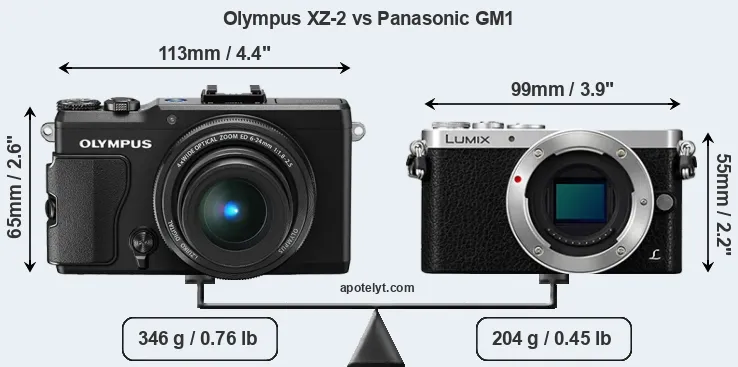 Size Olympus XZ-2 vs Panasonic GM1