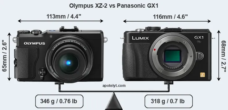 Size Olympus XZ-2 vs Panasonic GX1