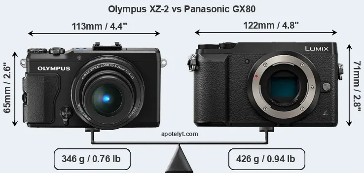 Size Olympus XZ-2 vs Panasonic GX80