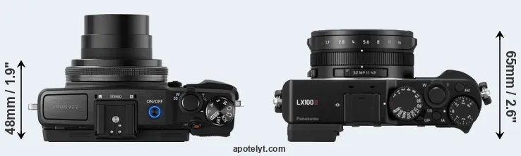Compare XZ-2 versus LX100 II top
