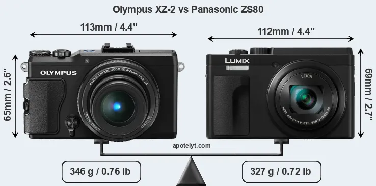 Size Olympus XZ-2 vs Panasonic ZS80