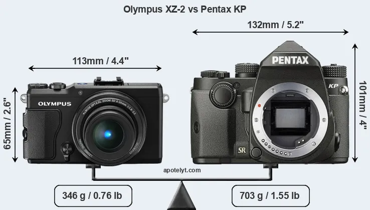 Size Olympus XZ-2 vs Pentax KP
