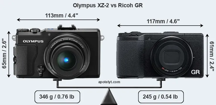 Size Olympus XZ-2 vs Ricoh GR