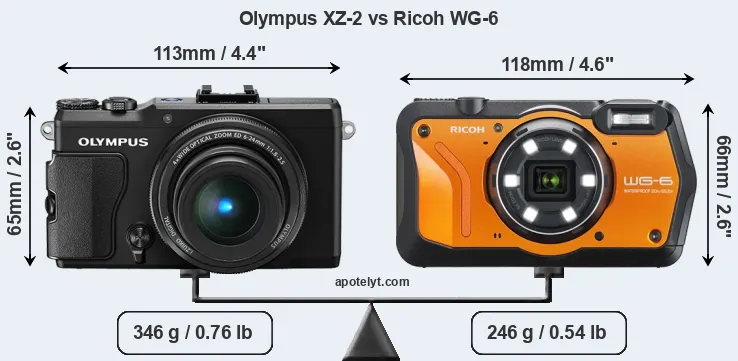 Size Olympus XZ-2 vs Ricoh WG-6