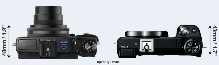 Compare XZ-2 versus NEX-6 top