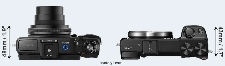 Compare XZ-2 versus NEX-7 top