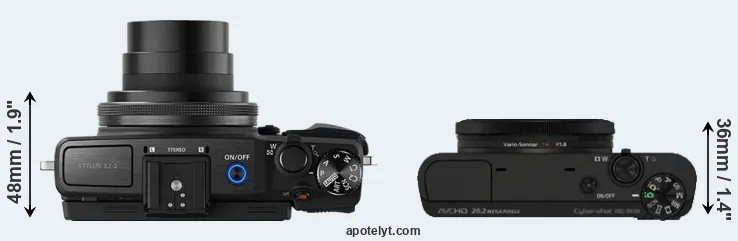 Compare XZ-2 versus RX100 top