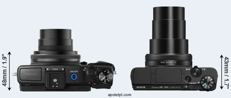 Compare XZ-2 versus RX100 VII top