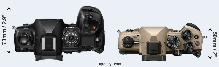 Compare OM-1 II versus OM-5 II top