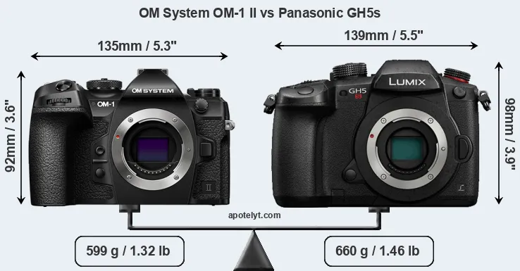 Size OM System OM-1 II vs Panasonic GH5s