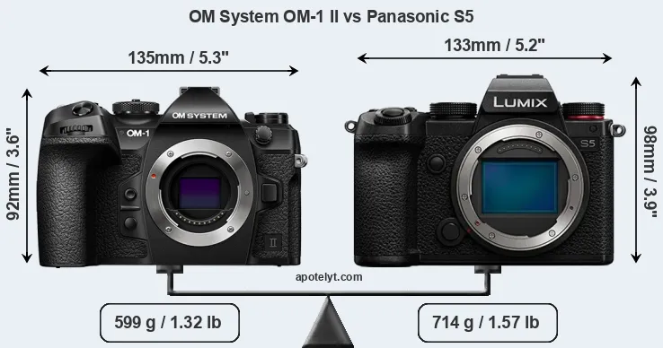 Size OM System OM-1 II vs Panasonic S5