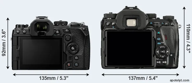 Comparison OM-1 II or K-1 rear