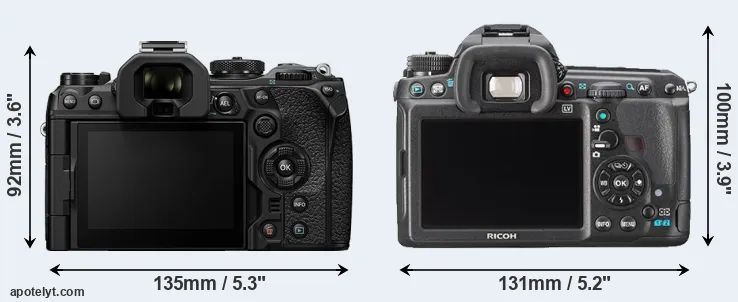 Comparison OM-1 II or K-3 rear
