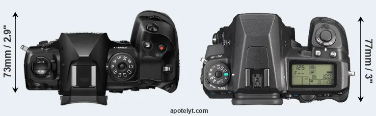 Compare OM-1 II versus K-3 top
