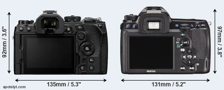 Comparison OM-1 II or K-5 II rear