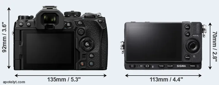 Comparison OM-1 II or fp L rear