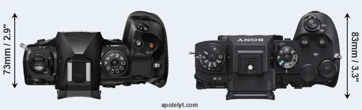 Compare OM-1 II versus A1 II top