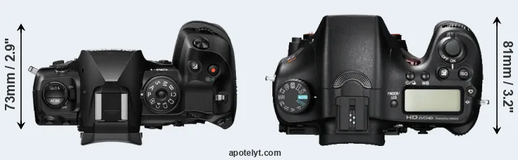 Compare OM-1 II versus A77 top