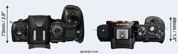 Compare OM-1 II versus A7R top