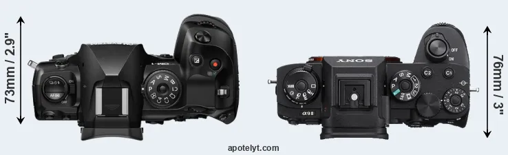 Compare OM-1 II versus A9 II top