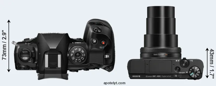 Compare OM-1 II versus RX100 VII top