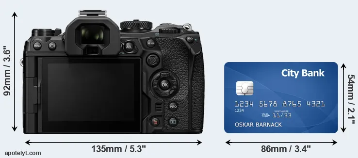 OM-1 and credit card rear side
