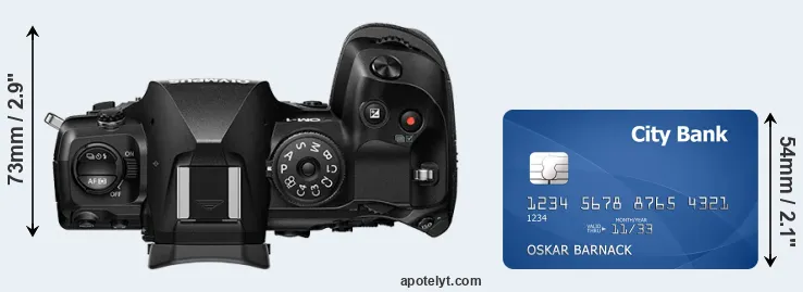 OM-1 versus credit card top view