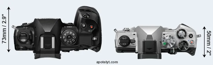 Compare OM-1 versus OM-5 top